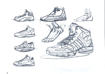 篮球鞋线稿及上色产品设计手绘|工业/产品|生活用品|ZLIDO- 站 .